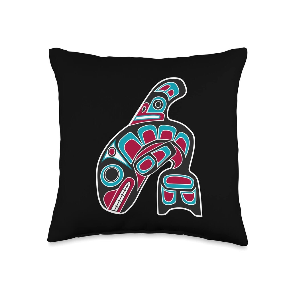 2365 Orca Whale Alaska Haida Tribal Art - Native American Totem Throw